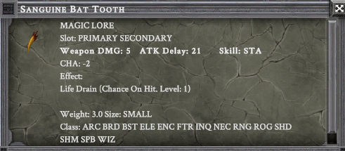 SANGUINE BAT TOOTH item card